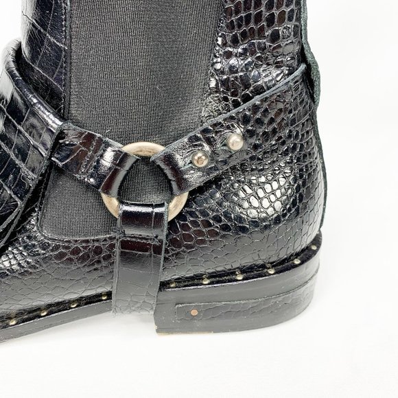 FREDA SALVADOR Croc-Embossed Kiltie Chelsea Boots - Picture 6 of 10